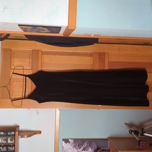 Black Velvet Spaghetti Strap Maxi Dress Low Back Luxe Wedding Attire Date Night